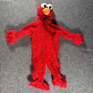 Vintage Sesame Street Elmo Costume Child Size 2T Red Fuzzy Hooded Jumpsuit 2007